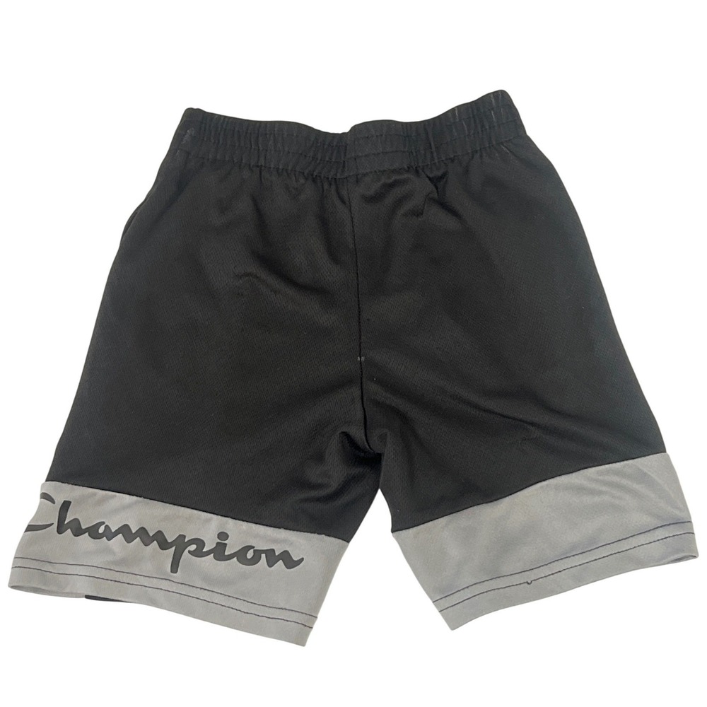 Champion Kids Black Gray Sporty Shorts Athletic Boys 7 Comfort Elastic Waist - Picture 3 of 5